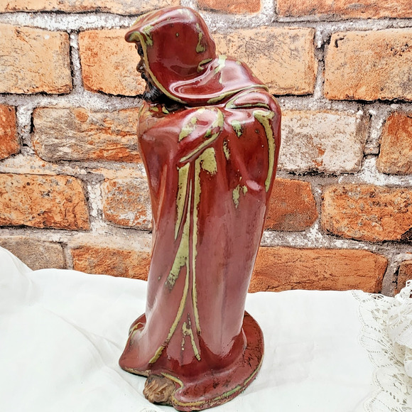 Shiwan Pottery Monk Figurine – 10.5" Tall, Vintage Chinese Glazed Sculpture - Picture 6 of 12
